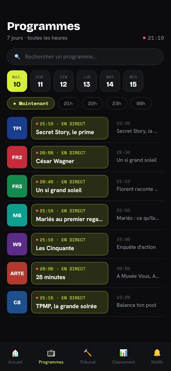 Le guide des programmes wazap, ce qui passe ce soir